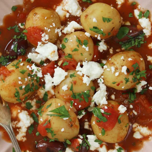 A bowl of Greek potato stew.