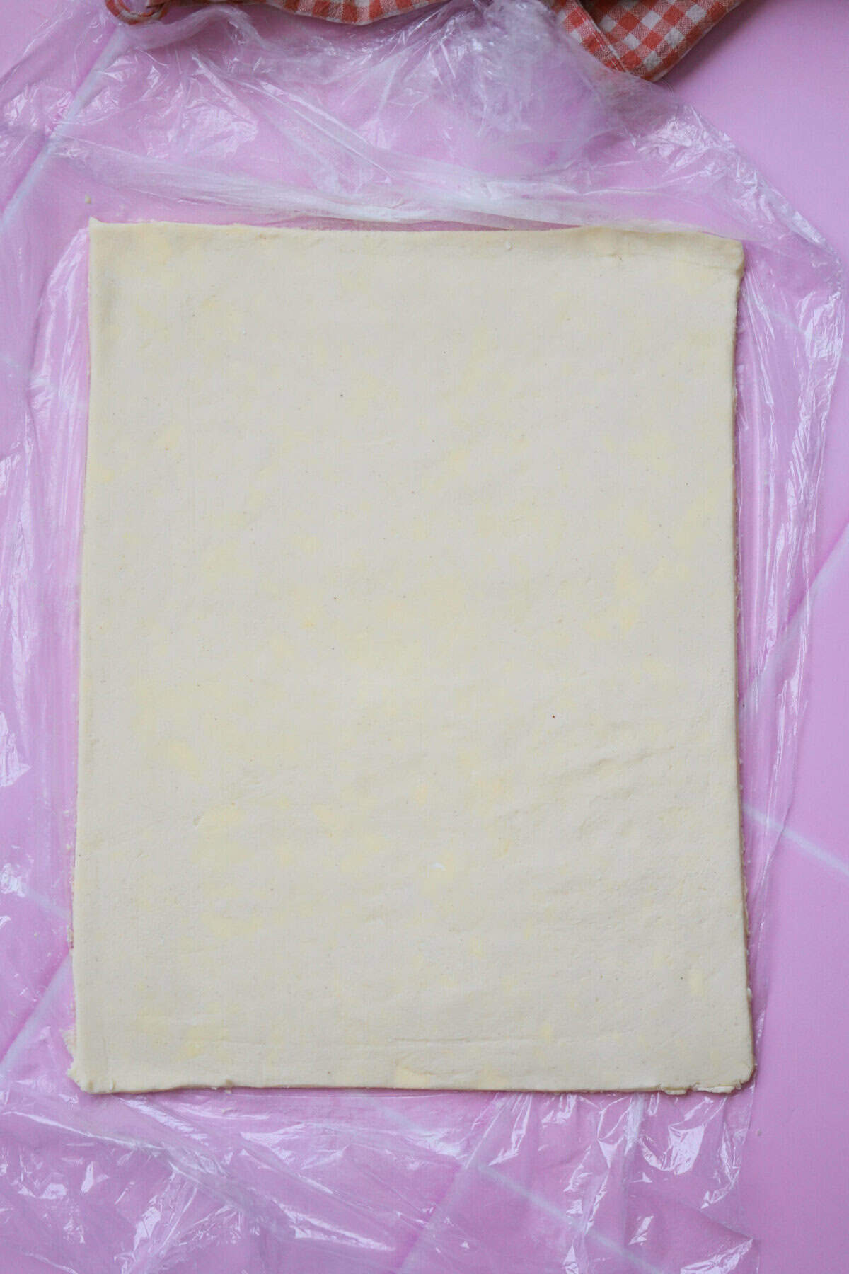 Roll out the gluten free puff pastry (I find this easiest to do between clingfilm sheets).