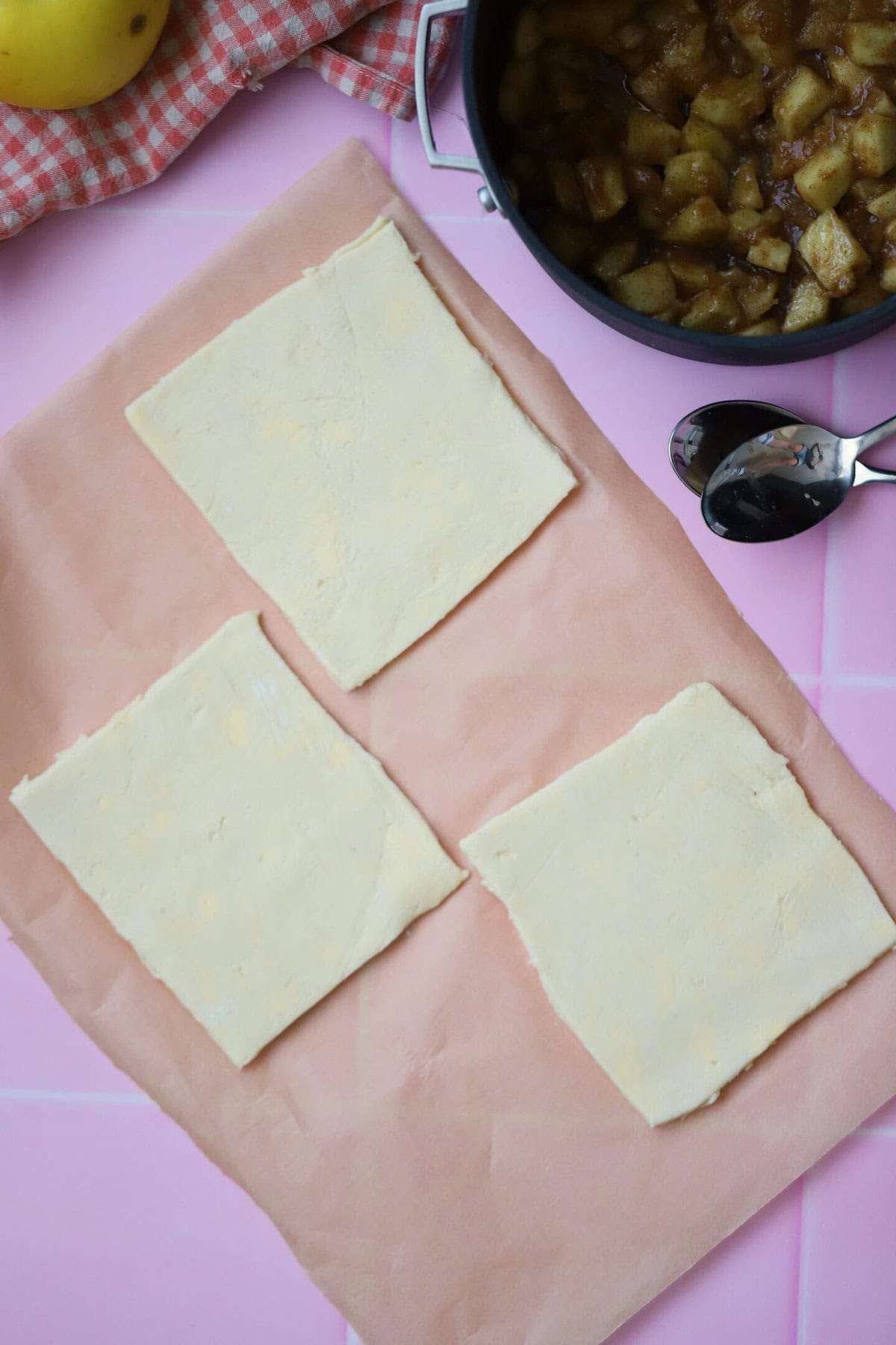 Divide the gluten free puff pastry into 6 rectangles - I put 3 on each baking tray.