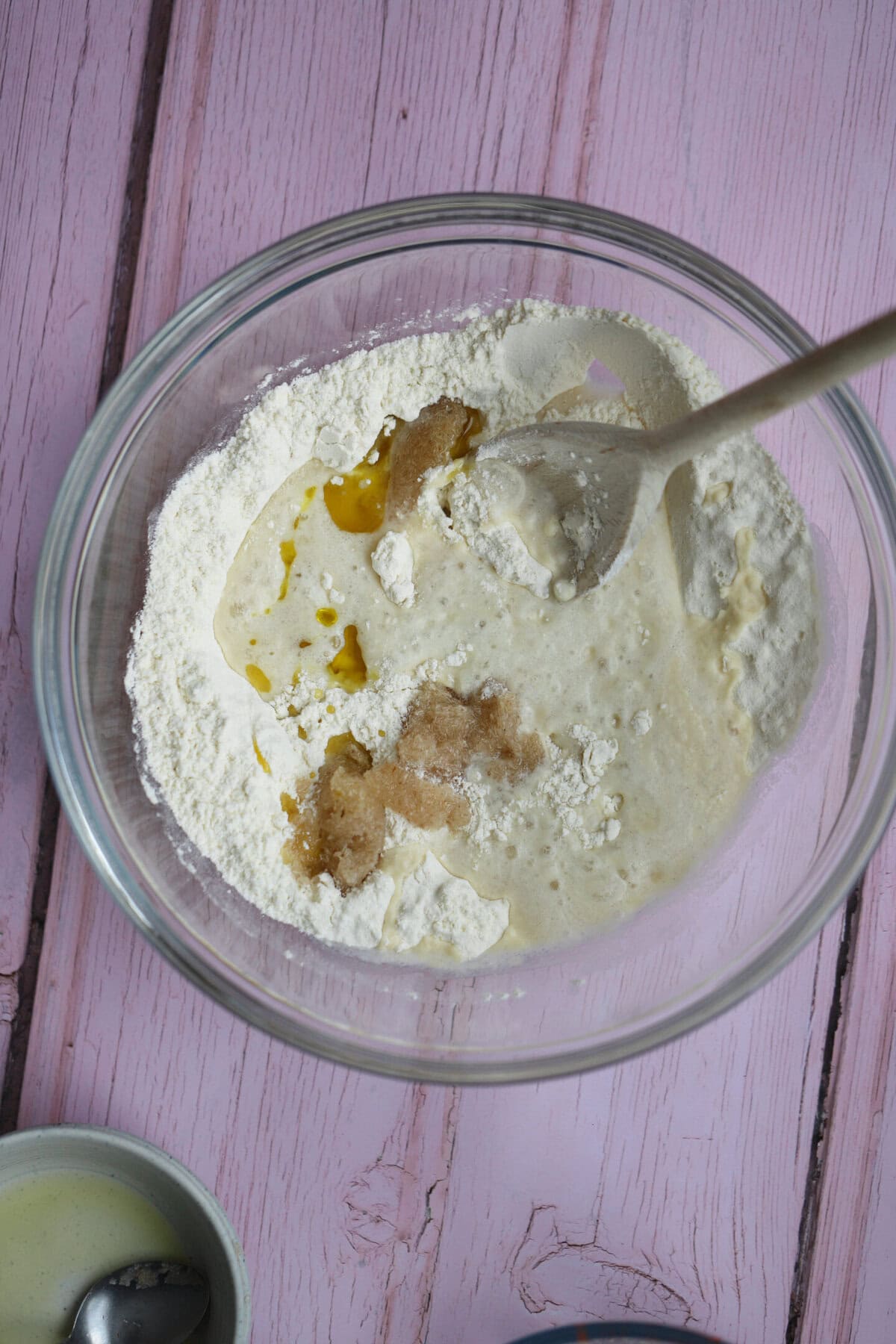 Mix all the ingredients together to make the bread dough.