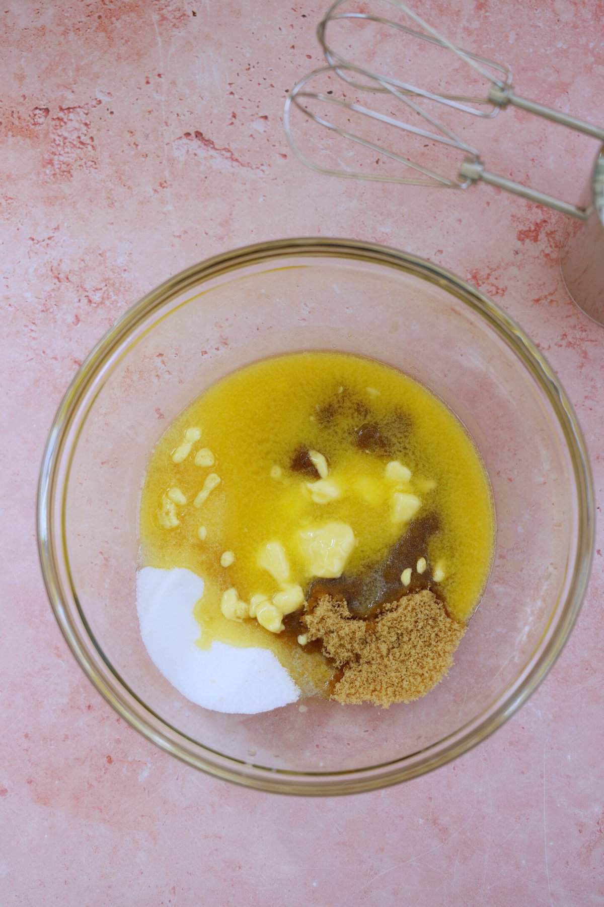 Mix together the butter and sugars for the s'mores cookies.