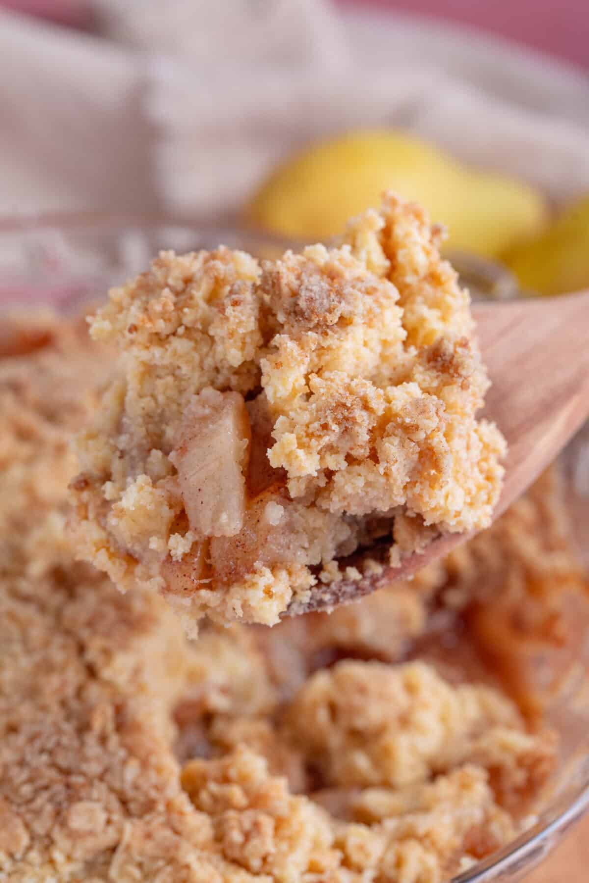 A spoonful of gluten free pear crumble.