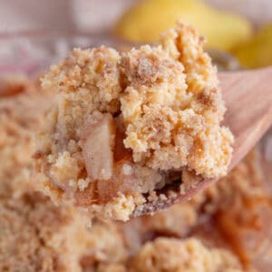 A spoonful of gluten free pear crumble.