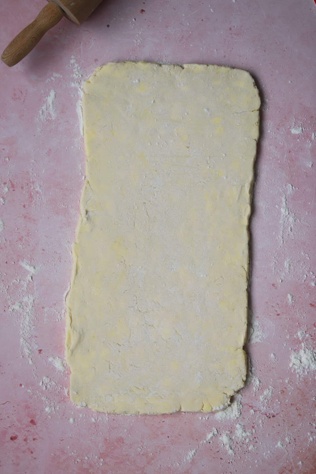 Roll the dough out IN ONE DIRECTION into a rectangle.