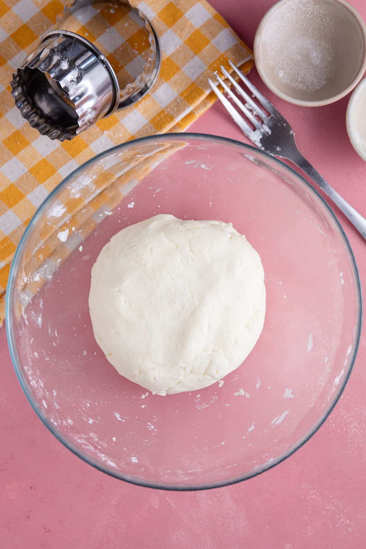 Mix the wet ingredients into the dry to form a dough.