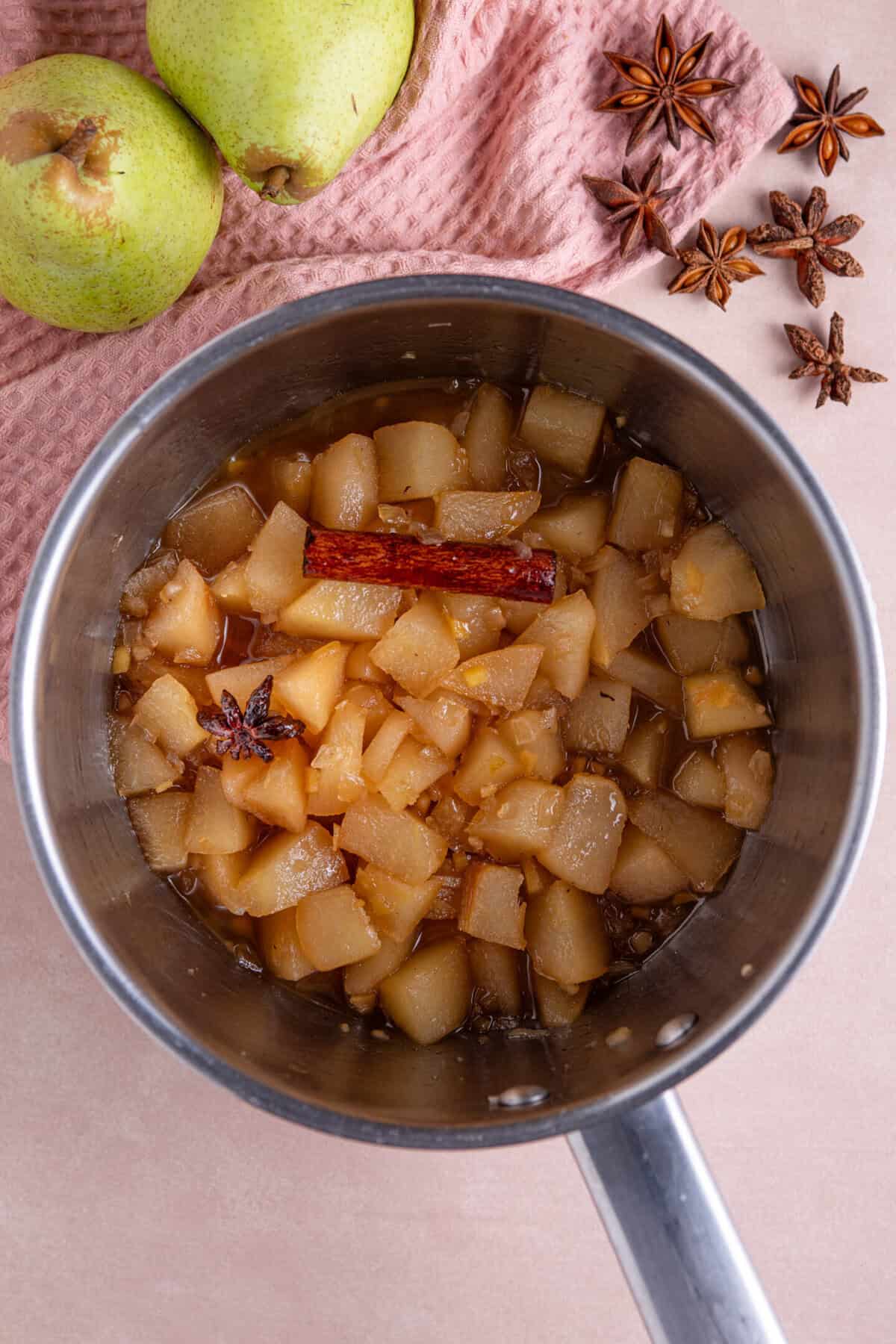 Continue to cook the chutney until there is not much liquid left.
