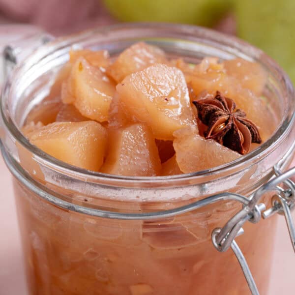 A jar of pear chutney.