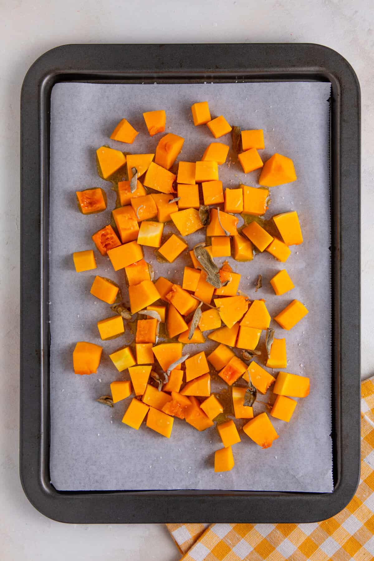 Roast the butternut squash until tender.