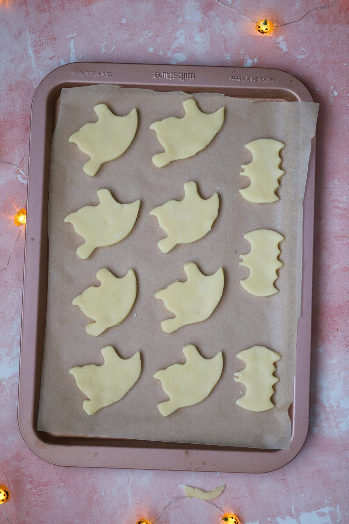 Space the biscuits out on a baking tray and bake.