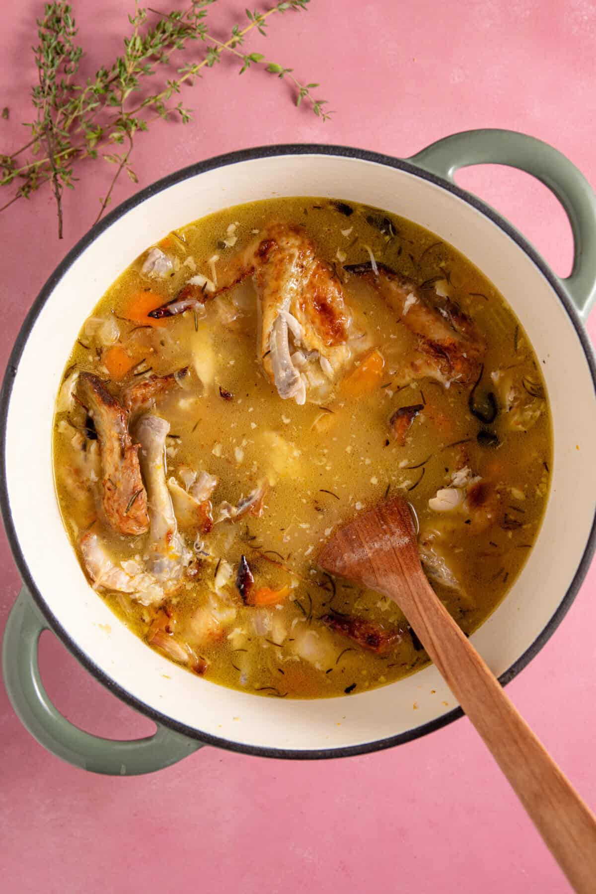 Add everything to a pan with the boiling water and stock pot.