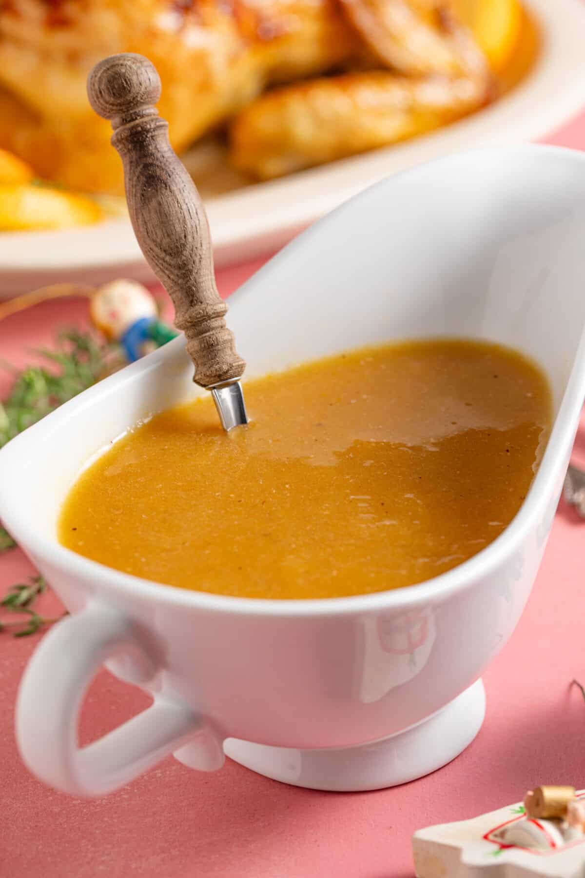 A jug of gluten free gravy for Christmas.