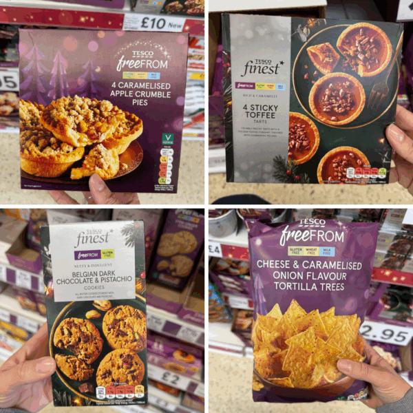 A selection of Tesco free from Christmas products.