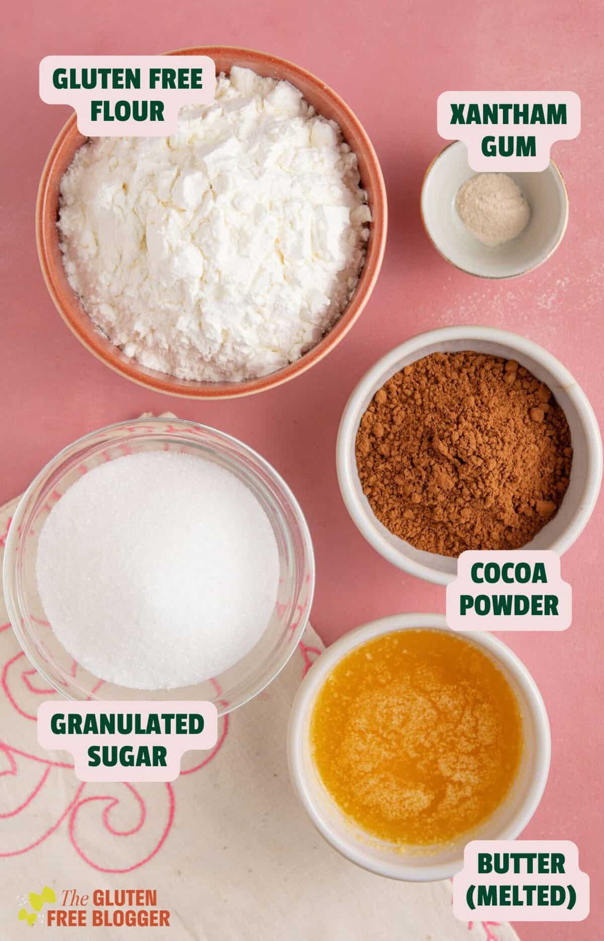 Ingredients for chocolate concrete with text labels.