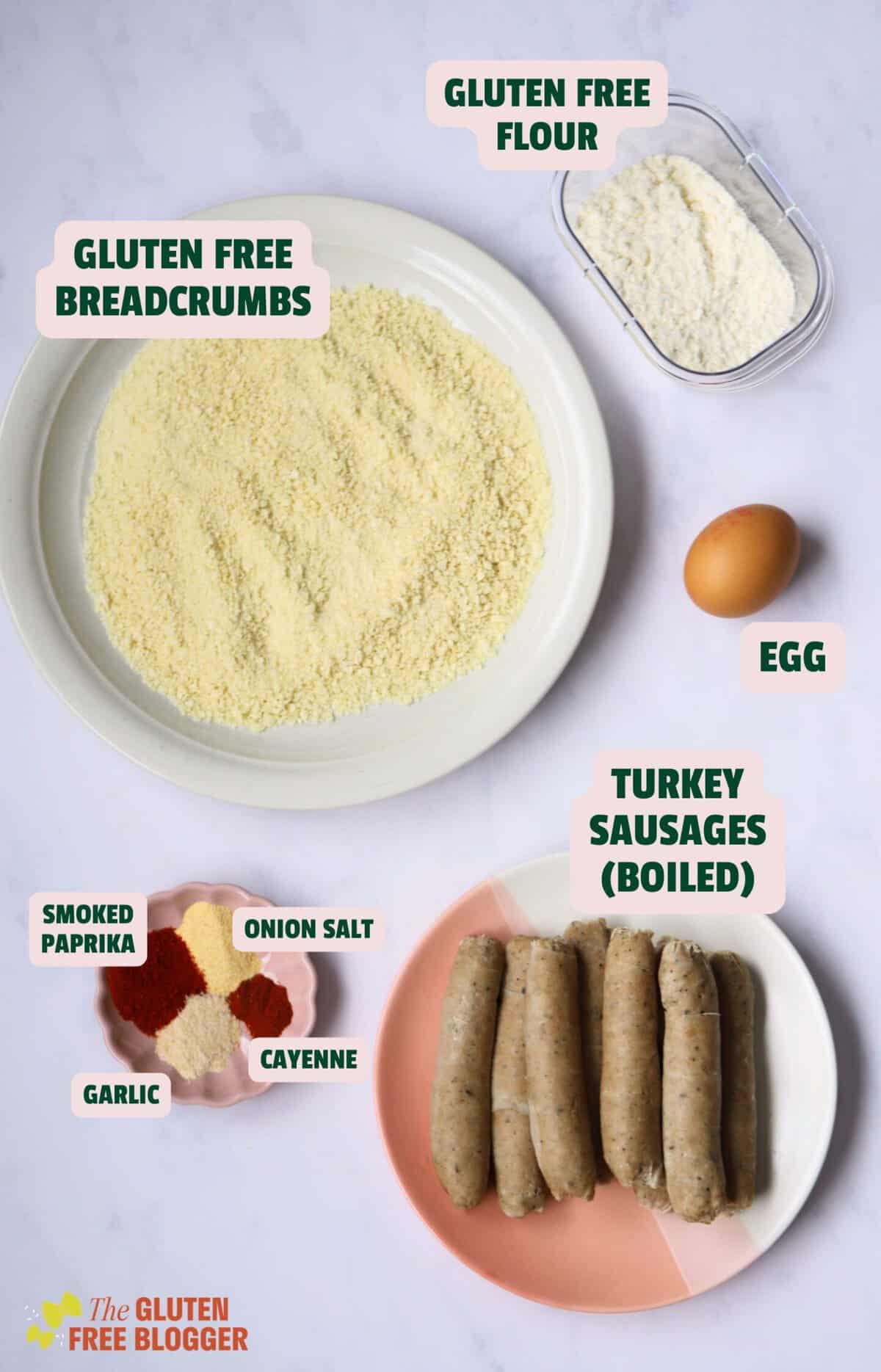 Ingredients for gluten free turkey twizzlers with text labels.