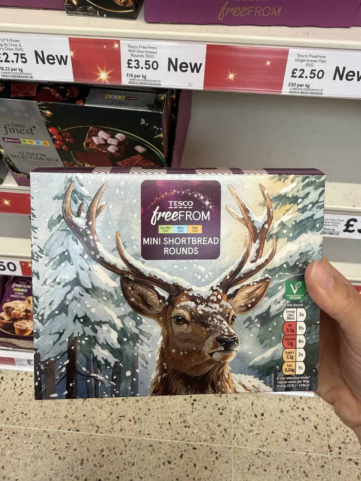 Tesco Free From Mini Shortbread Rounds.